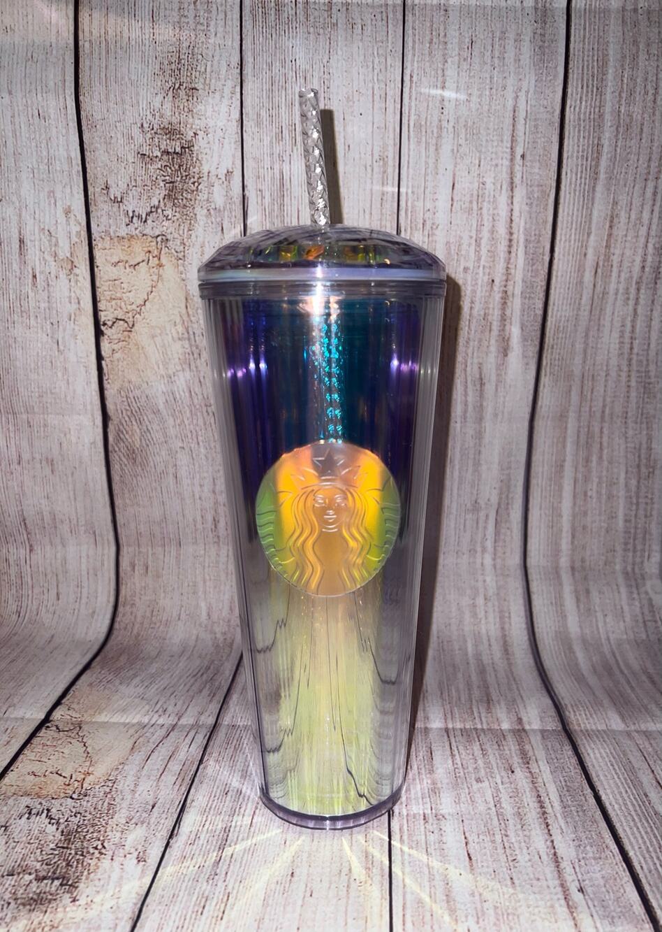 Starbucks 2020 Venti Unicorn Rainbow Iridescent Prism Dome Tumbler Cold Cup 24oz